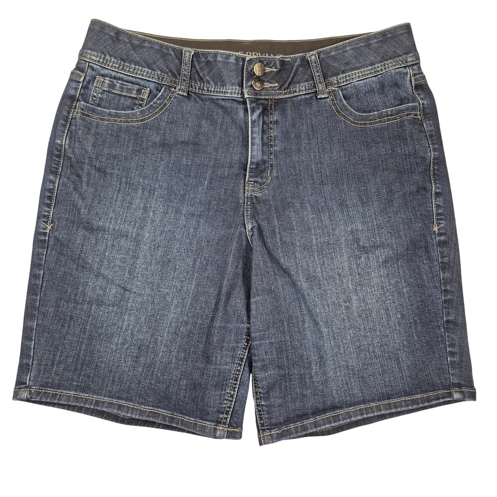 Lane Bryant Bermuda Denim Shorts Tight Tummy Womens Size 16 Dark Wash Stretch - Picture 2 of 7